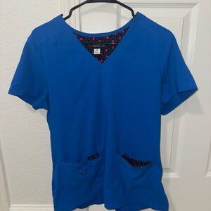 Women's Koi Basics Blue Scrub Top